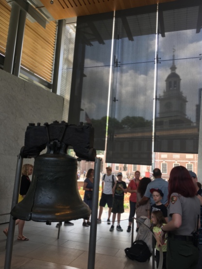 Liberty Bell, with Independence Hall in the background, Philadlphia, PA